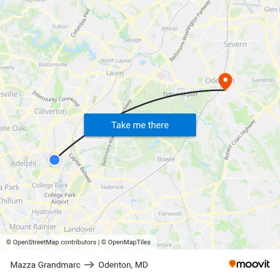 Mazza Grandmarc to Odenton, MD map