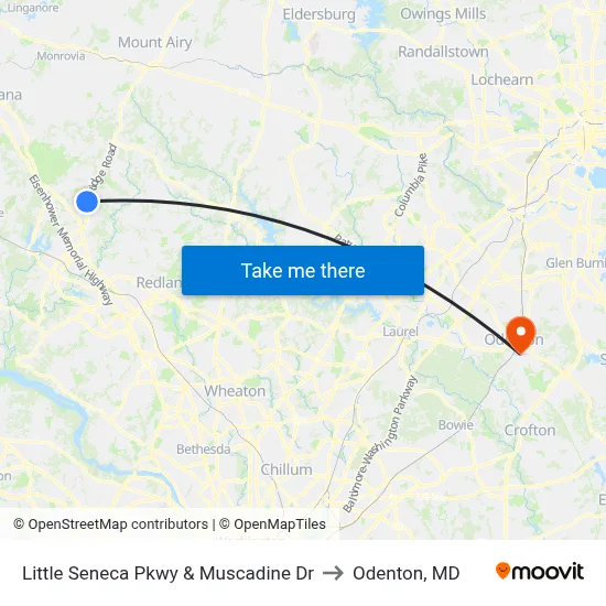 Little Seneca Pkwy & Muscadine Dr to Odenton, MD map