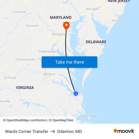 Wards Corner Transfer to Odenton, MD map