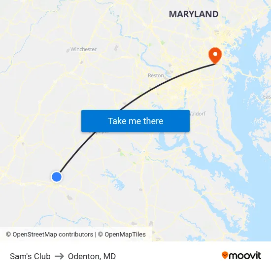 Sam's Club to Odenton, MD map