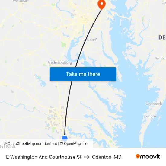 E Washington And Courthouse St to Odenton, MD map