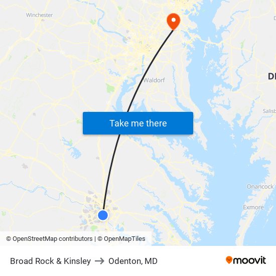 Broad Rock & Kinsley to Odenton, MD map