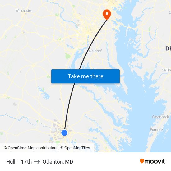 Hull + 17th to Odenton, MD map