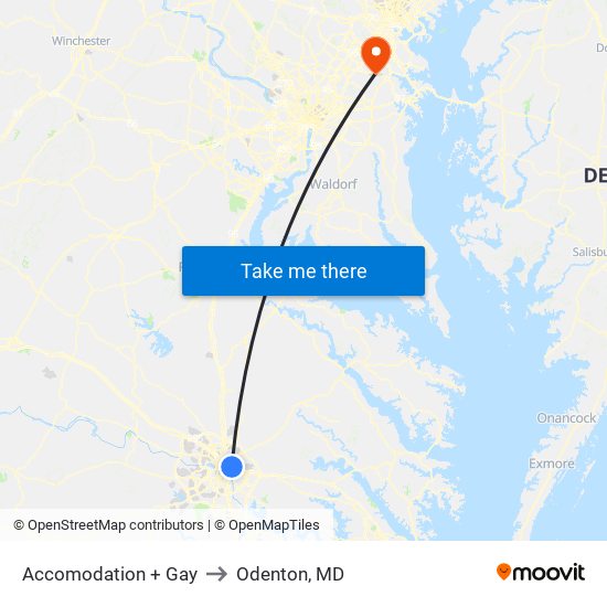 Accomodation + Gay to Odenton, MD map