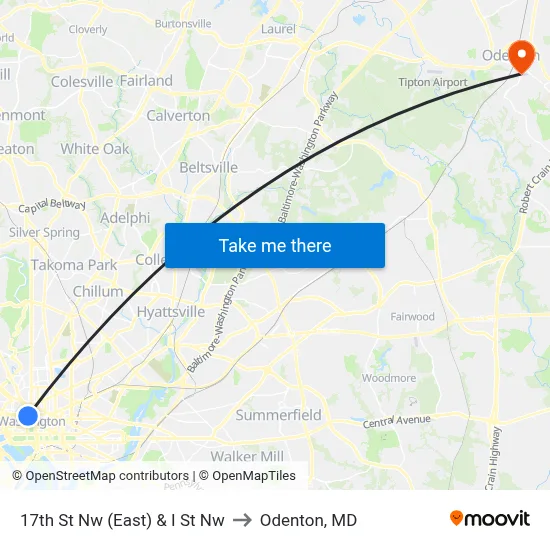 17th St Nw (East) & I St Nw to Odenton, MD map