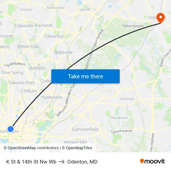 K St & 14th St Nw Wb to Odenton, MD map