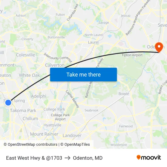 East West Hwy & @1703 to Odenton, MD map