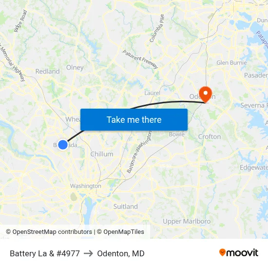 Battery La & #4977 to Odenton, MD map