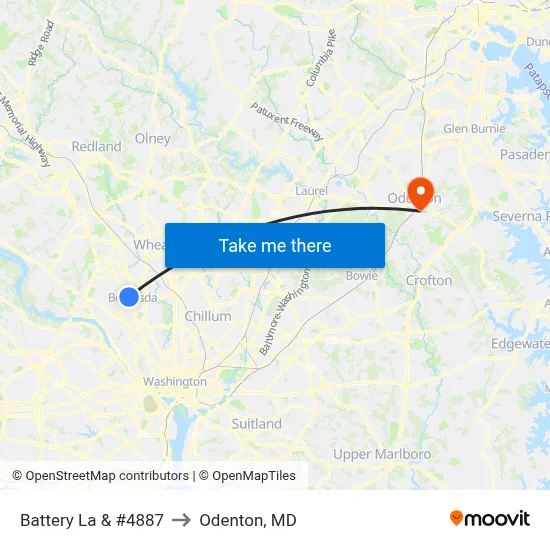 Battery La & #4887 to Odenton, MD map