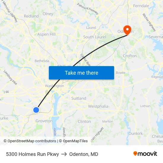 5300 Holmes Run Pkwy to Odenton, MD map