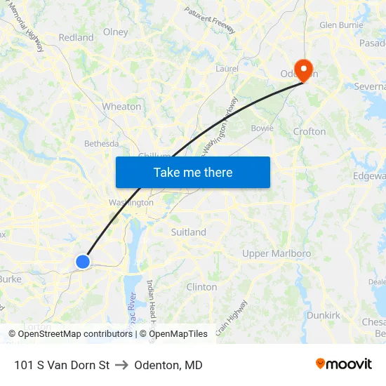 101 S Van Dorn St to Odenton, MD map