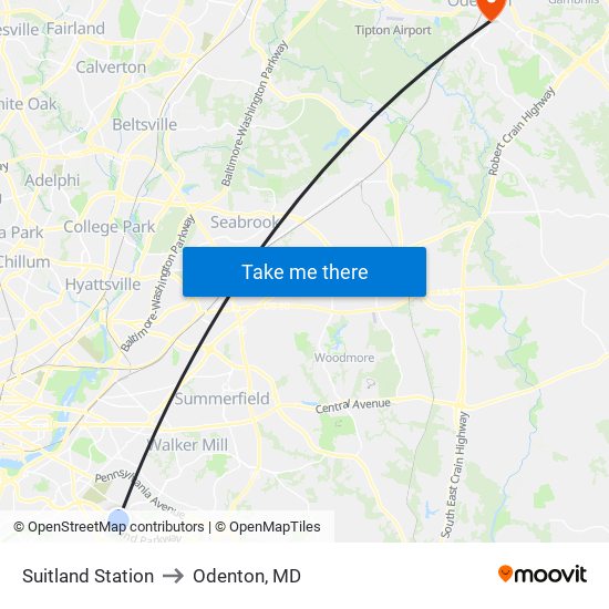 Suitland Station to Odenton, MD map