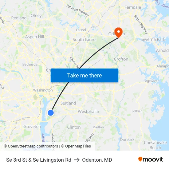 Se 3rd St & Se Livingston Rd to Odenton, MD map