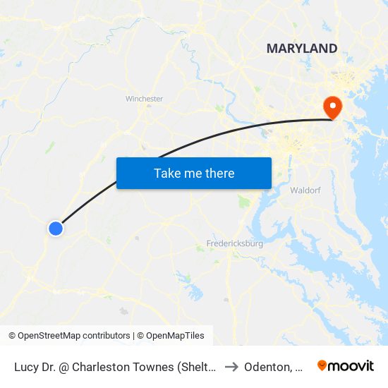 Lucy Dr. @ Charleston Townes (Shelter) to Odenton, MD map