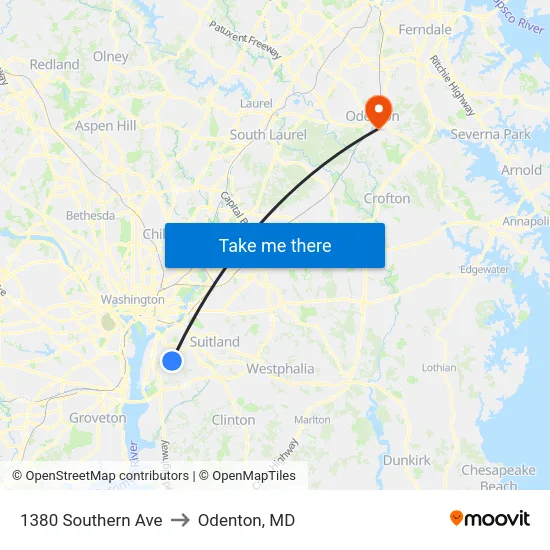 1380 Southern Ave to Odenton, MD map