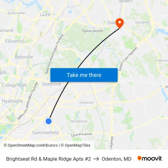 Brightseat Rd & Maple Ridge Apts #2 to Odenton, MD map