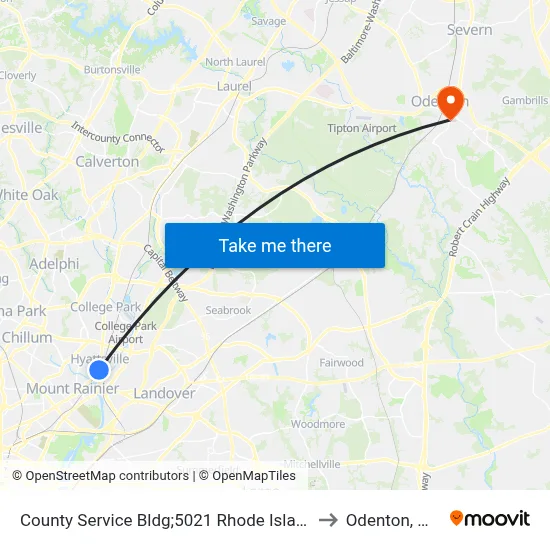 County Service Bldg;5021 Rhode Island to Odenton, MD map