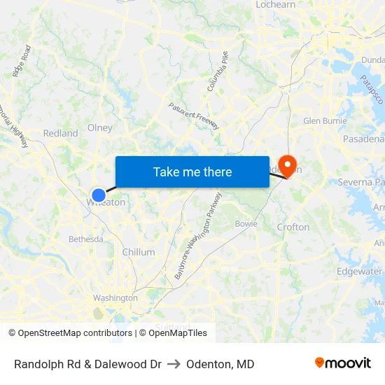 Randolph Rd & Dalewood Dr to Odenton, MD map