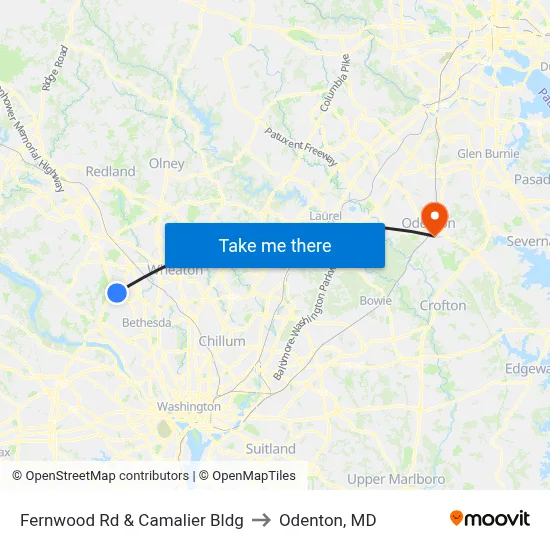 Fernwood Rd & Camalier Bldg to Odenton, MD map