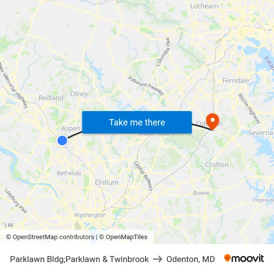 Parklawn Bldg;Parklawn & Twinbrook to Odenton, MD map