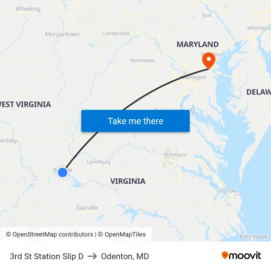 3rd St Station Slip D to Odenton, MD map