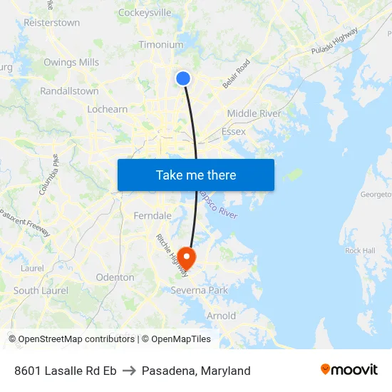 8601 Lasalle Rd Eb to Pasadena, Maryland map