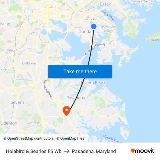 Holabird & Searles FS Wb to Pasadena, Maryland map