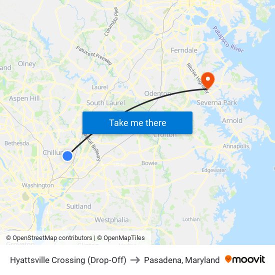 Hyattsville Crossing (Drop-Off) to Pasadena, Maryland map