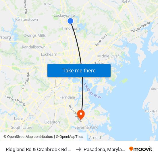 Ridgland Rd & Cranbrook Rd Sb to Pasadena, Maryland map