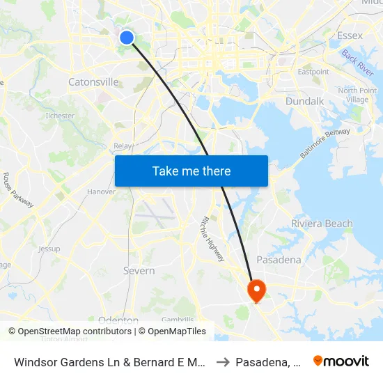 Windsor Gardens Ln & Bernard E Mason Apartments Eb to Pasadena, Maryland map