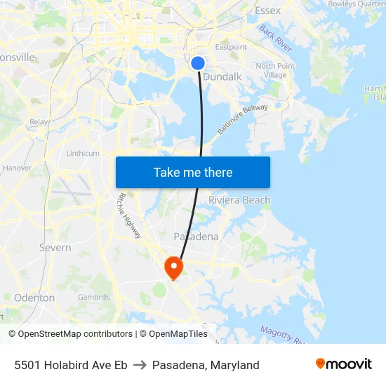 5501 Holabird Ave Eb to Pasadena, Maryland map