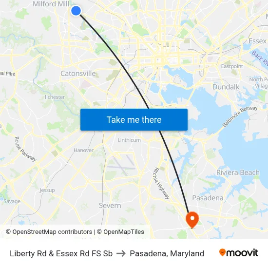 Liberty Rd & Essex Rd FS Sb to Pasadena, Maryland map