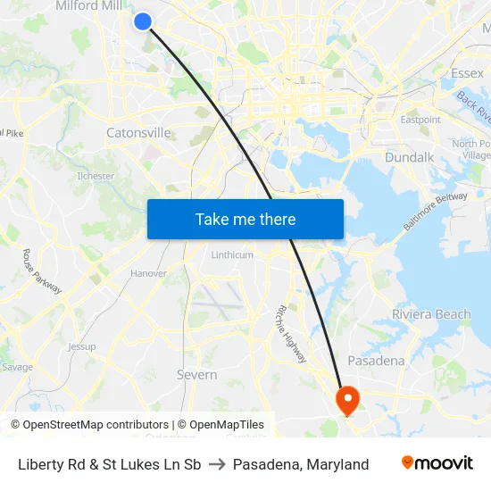 Liberty Rd & St Lukes Ln Sb to Pasadena, Maryland map