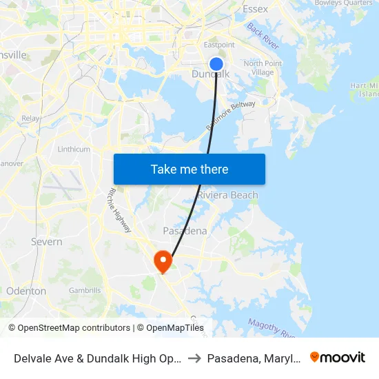 Delvale Ave & Dundalk High Opp Sb to Pasadena, Maryland map