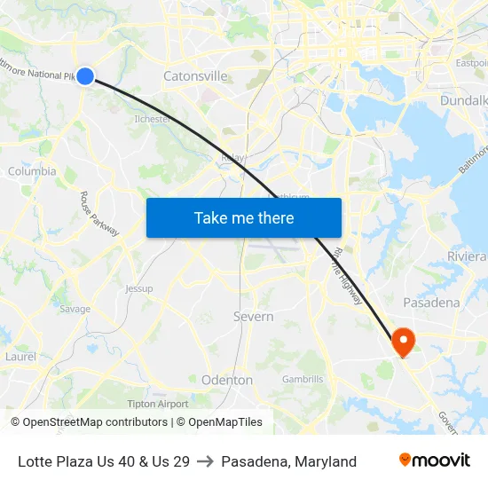 Lotte Plaza Us 40 & Us 29 to Pasadena, Maryland map