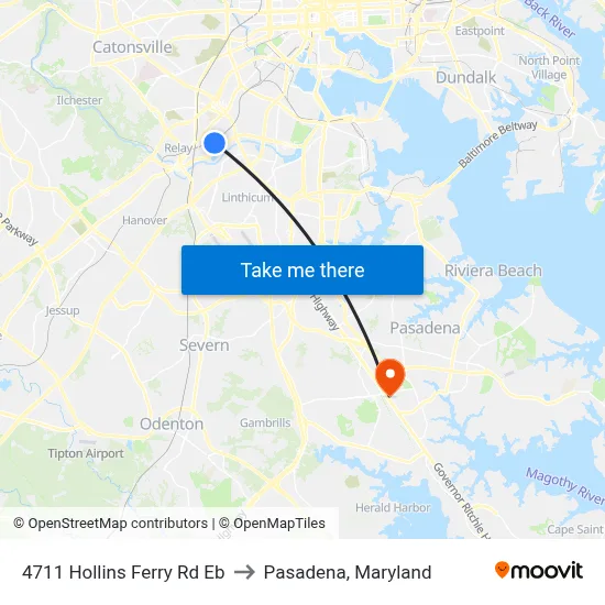 4711 Hollins Ferry Rd Eb to Pasadena, Maryland map