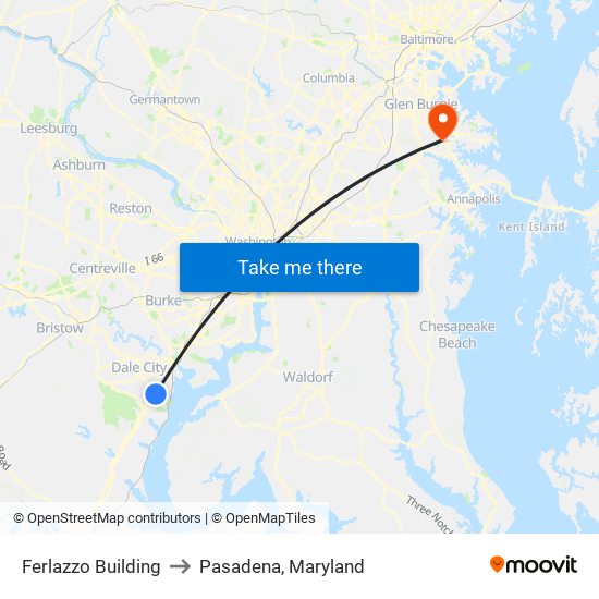 Ferlazzo Building to Pasadena, Maryland map