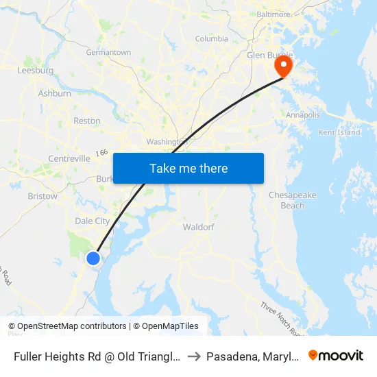 Fuller Heights Rd @ Old Triangle Rd to Pasadena, Maryland map