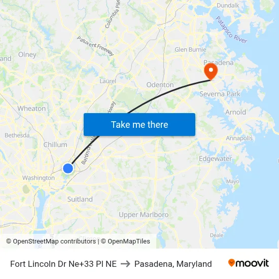 Fort Lincoln Dr Ne+33 Pl NE to Pasadena, Maryland map