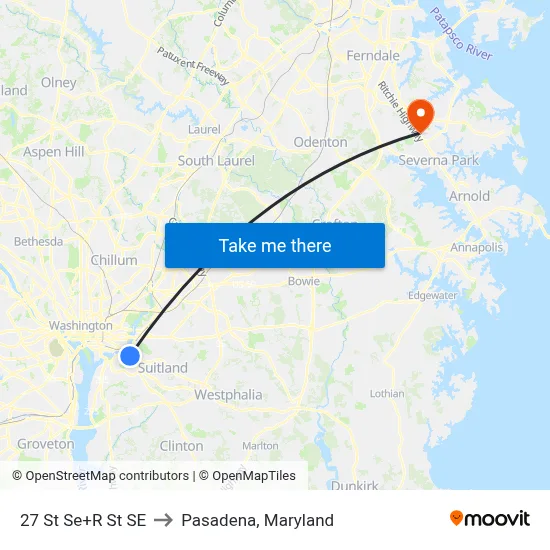 27 St Se+R St SE to Pasadena, Maryland map