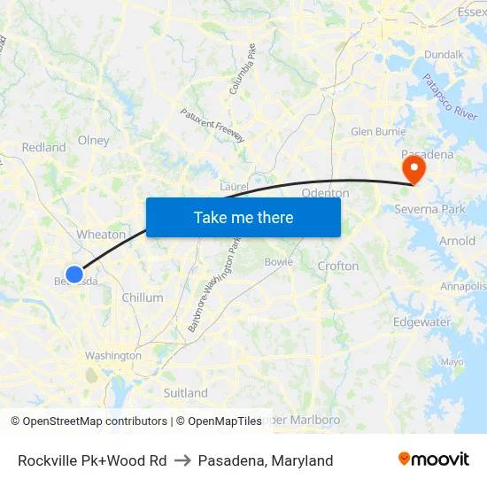 Rockville Pk+Wood Rd to Pasadena, Maryland map