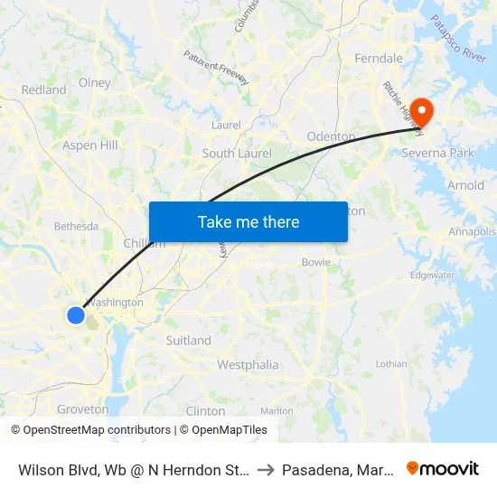 Wilson Blvd, Wb @ N Herndon Street, Ns to Pasadena, Maryland map