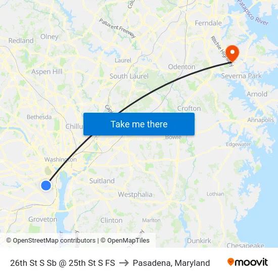 26th St S Sb @ 25th St S FS to Pasadena, Maryland map