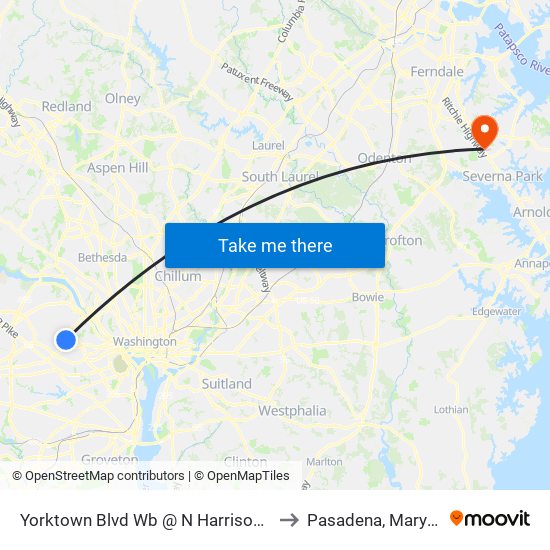 Yorktown Blvd Wb @ N Harrison St FS to Pasadena, Maryland map