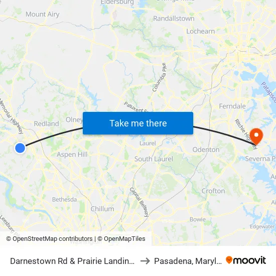 Darnestown Rd & Prairie Landing Way to Pasadena, Maryland map