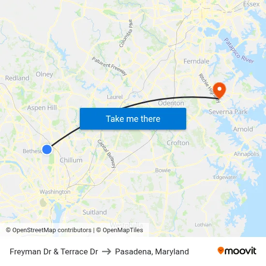 Freyman Dr & Terrace Dr to Pasadena, Maryland map
