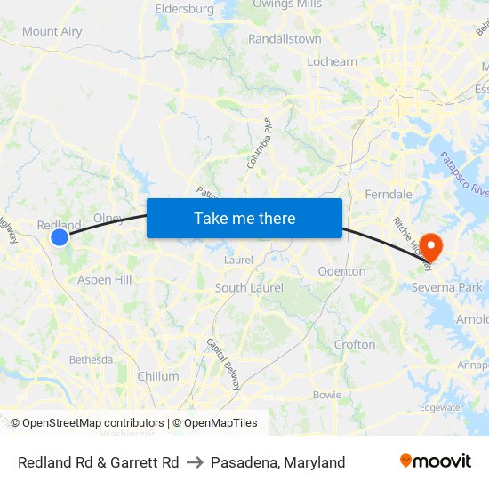 Redland Rd & Garrett Rd to Pasadena, Maryland map