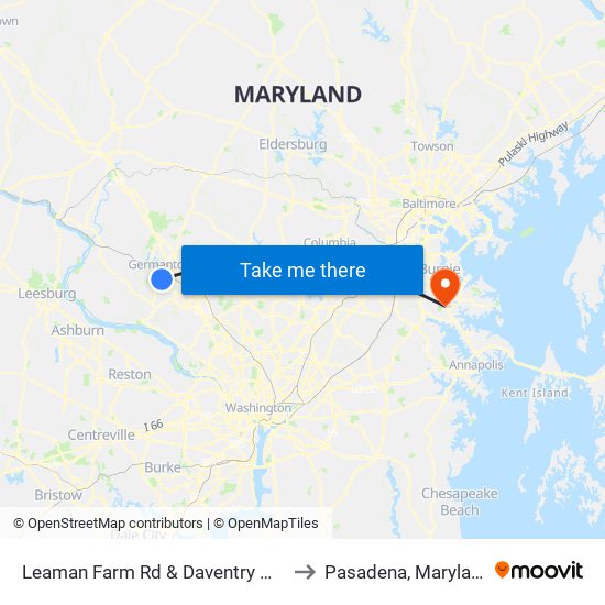 Leaman Farm Rd & Daventry Way to Pasadena, Maryland map