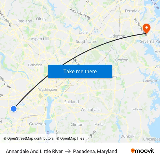 Annandale @ Little River to Pasadena, Maryland map