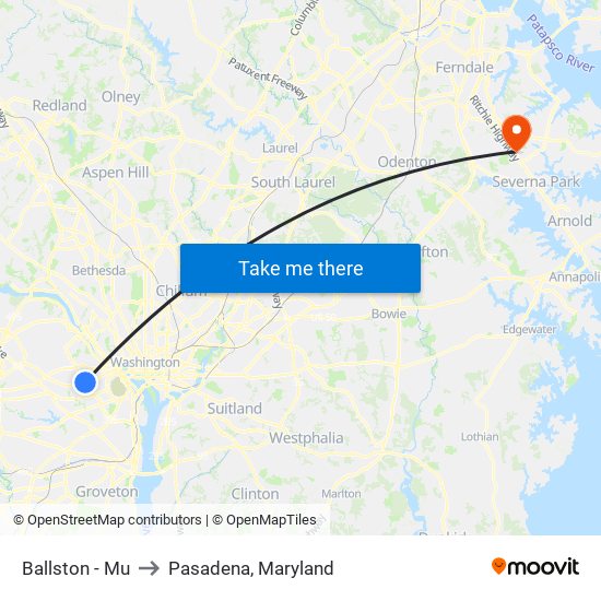 Ballston - Mu to Pasadena, Maryland map